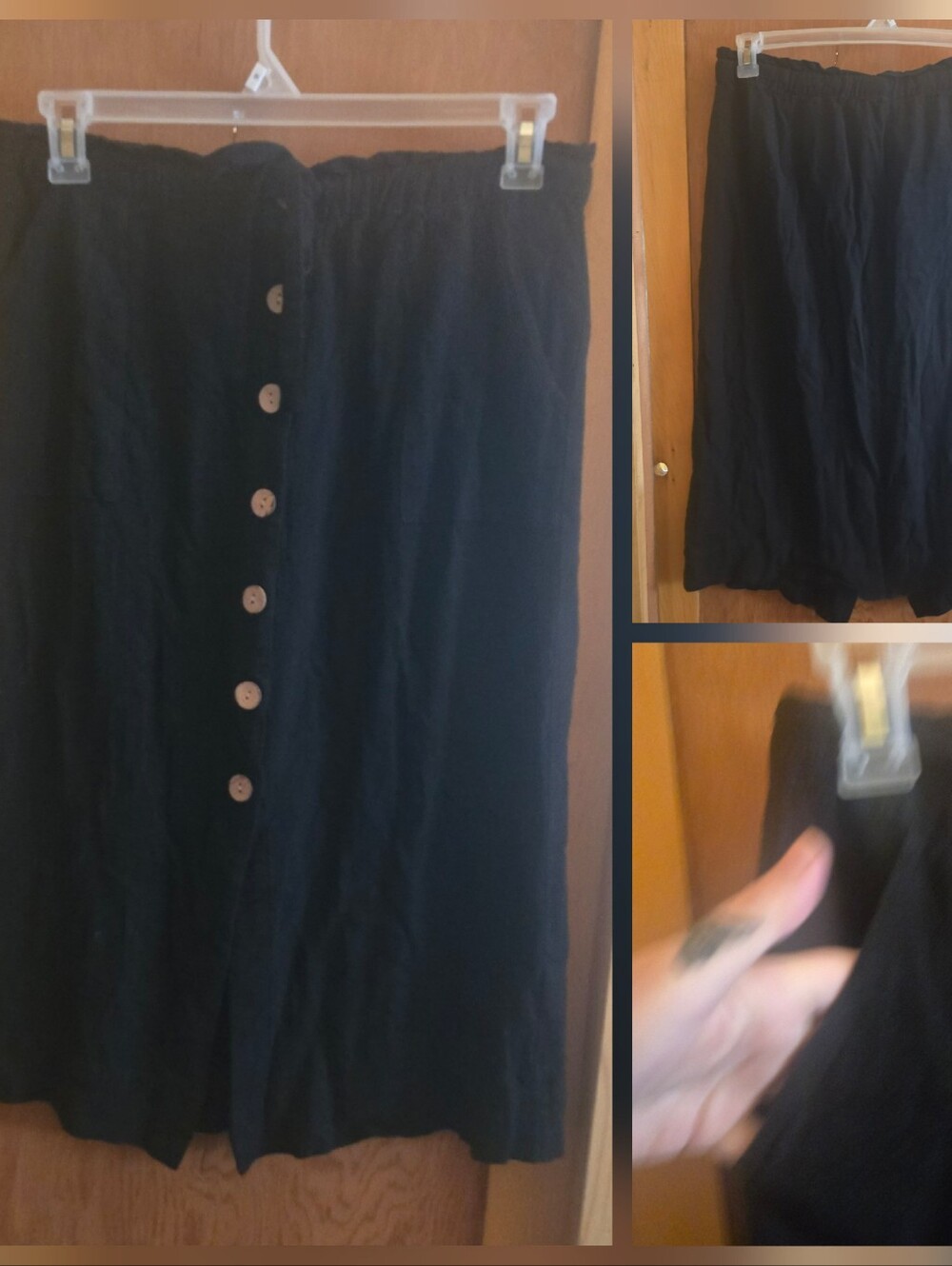 New no tags byron bay large linen blend black tie waist button skirt